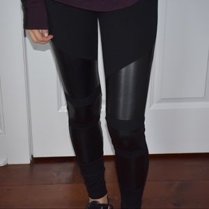 Tantrum Ink Black Leggings with Faux Leather